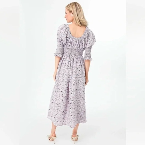 NWT TUCKERNUCK Hyacinth House Lilac Ruched Neck Cali Midi Dress Size Small S - Picture 3 of 13